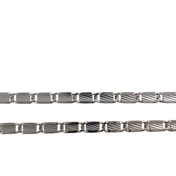 14K White Gold Textured Link Necklace #23854